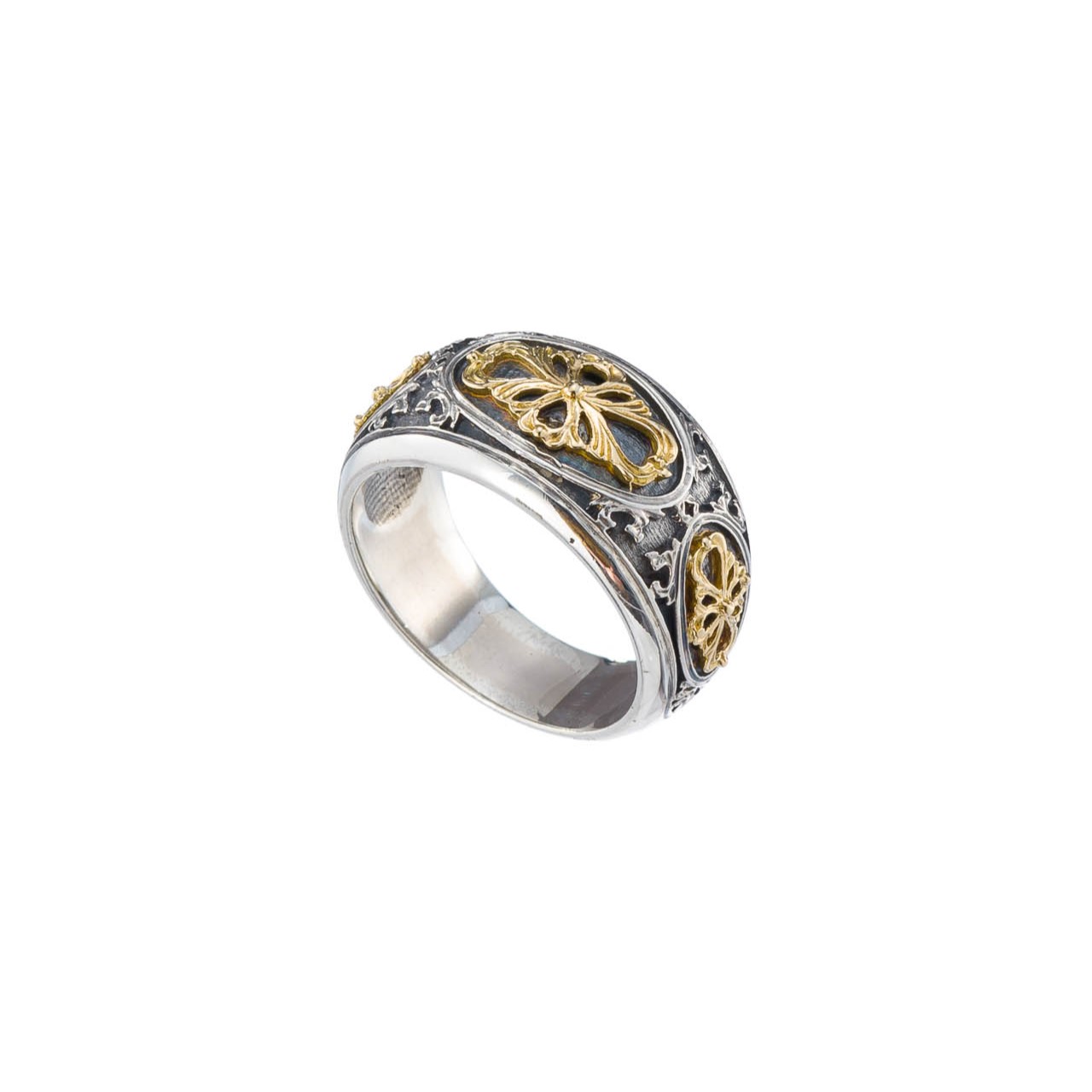 Garden Shadows band ring in 18K Gold and Sterling Silver