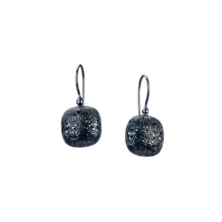 Kallisto cushion earrings in Black plated silver 925