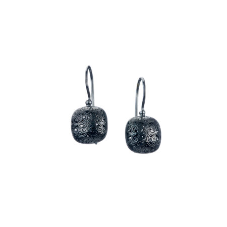 Kallisto cushion earrings in Black plated silver 925