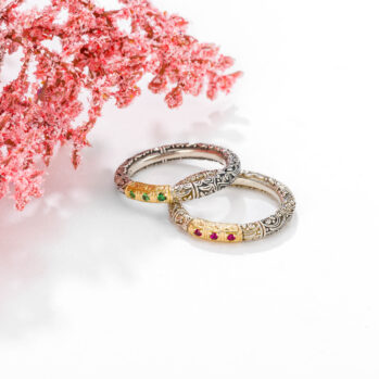 Eden's Garden Pave Band Ring in 18K Gold and Sterling Silver with gemstones