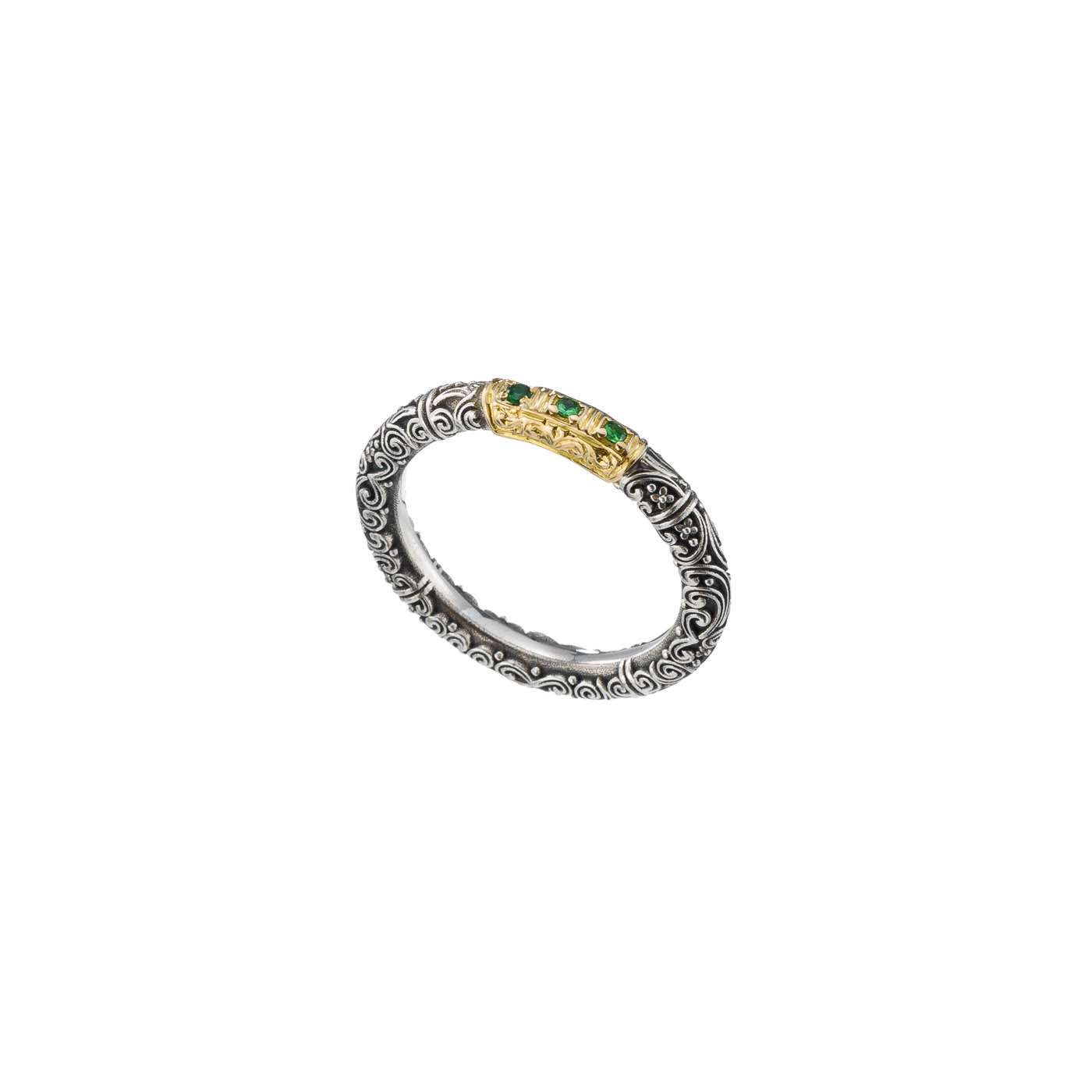 Eve band ring in 18K Gold and Sterling Silver with gemstones