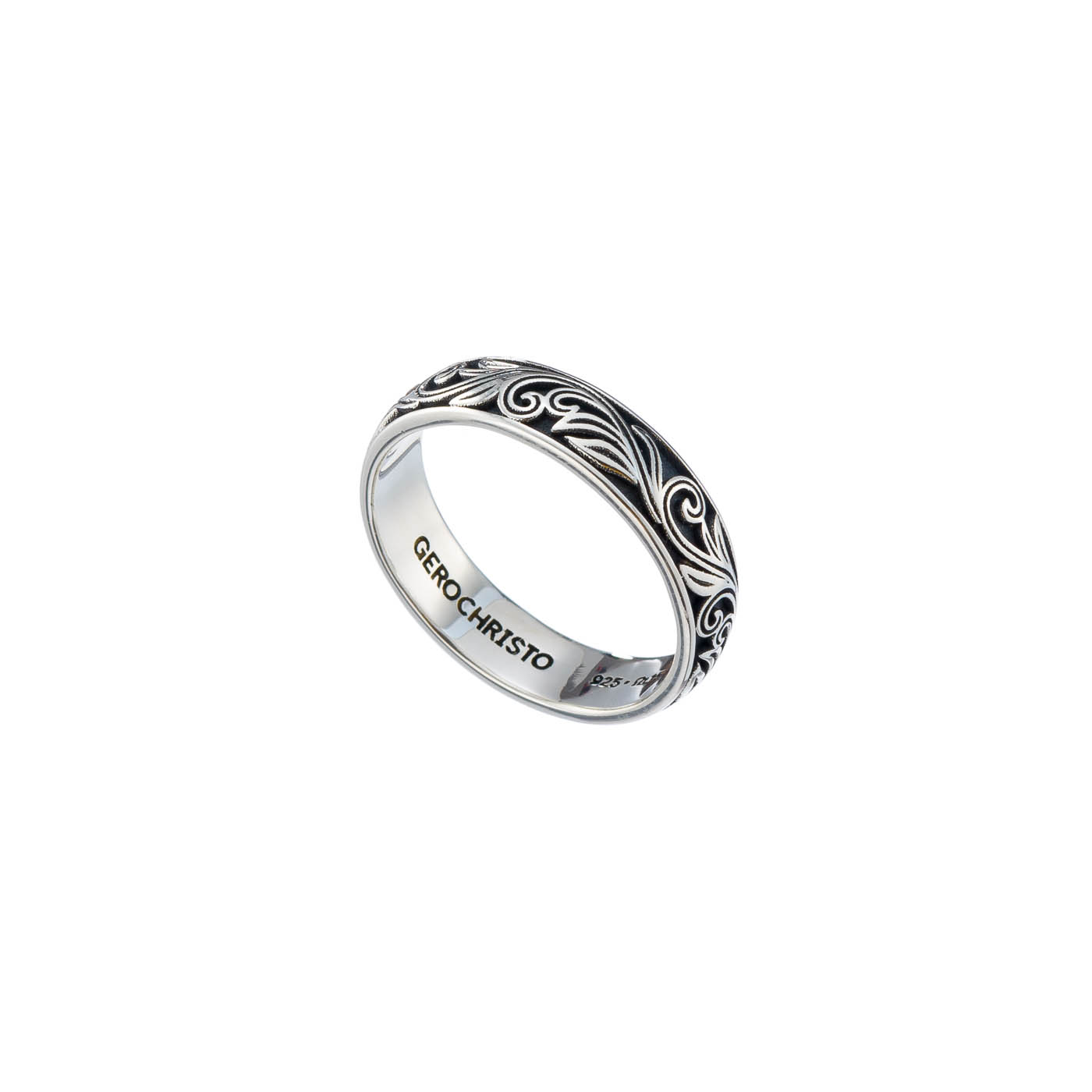 Floral Band ring in Sterling Silver