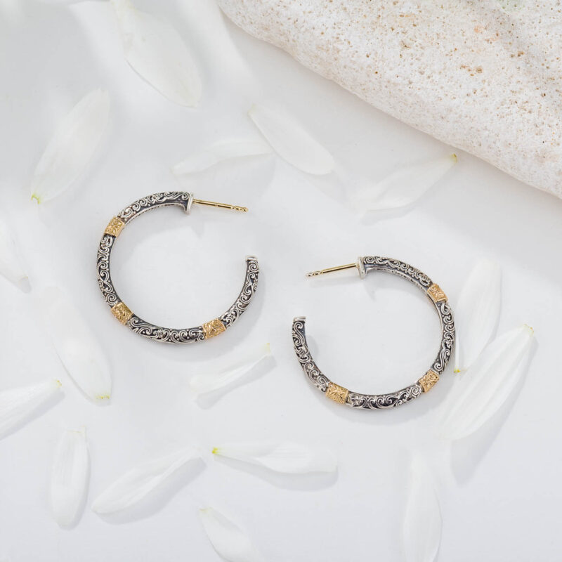 Eden's Garden Hoops in 18K Gold and Sterling Silver