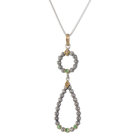 Eden's Garden Double pendant in 18K Gold and Sterling Silver with Gemstones - Image 3