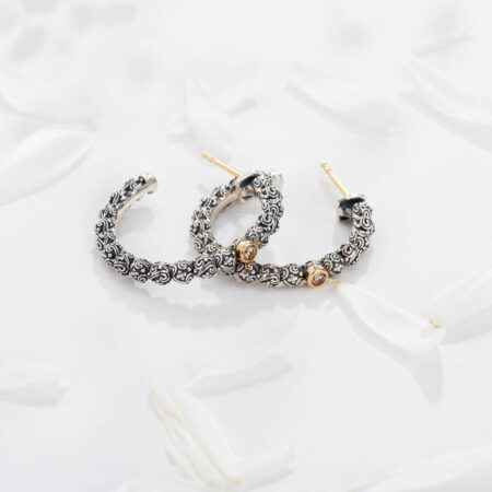 Eve hoops Earrings in 18K Gold and Sterling silver with Gemstones