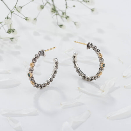 Eve hoops Earrings in 18K Gold and Sterling silver with Gemstones