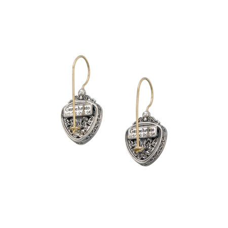 Mediterranean Triangle Earrings in 18K Gold and Sterling Silver - Image 2