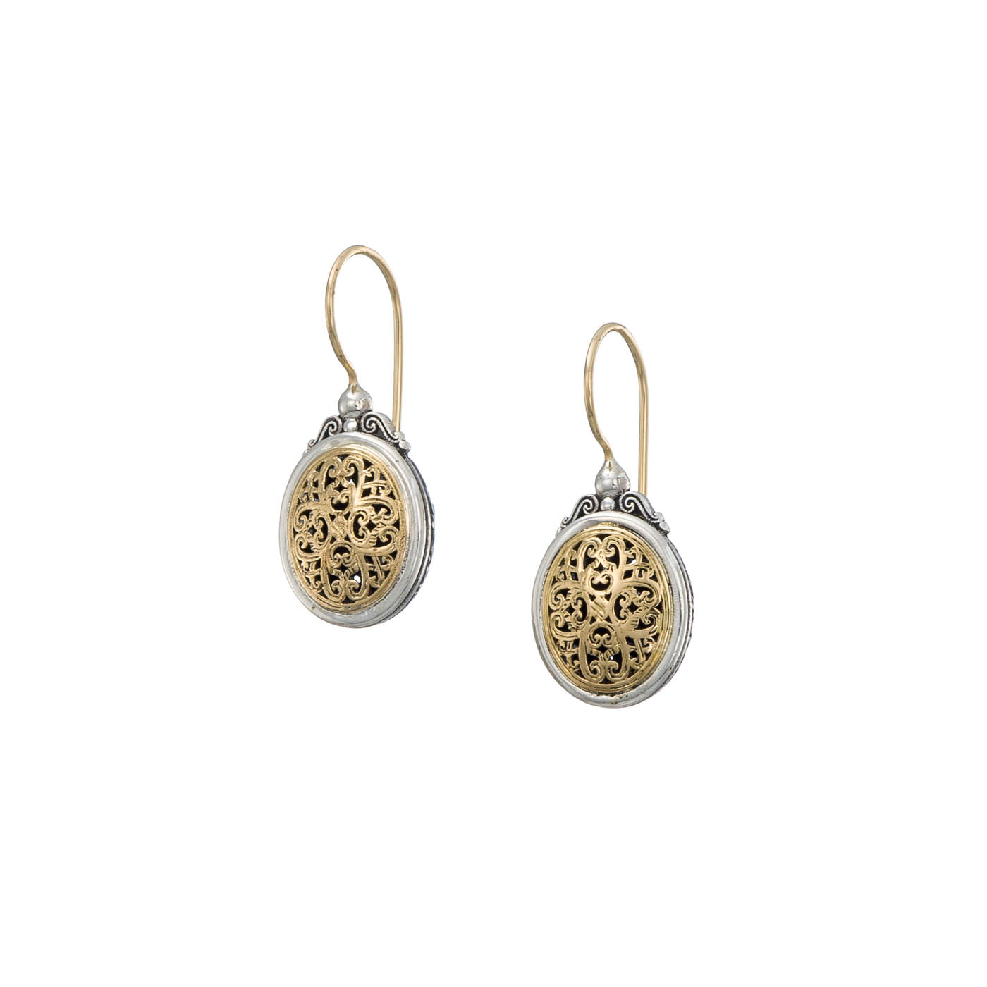 Mediterranean small oval earrings in 18K Gold and Sterling Silver