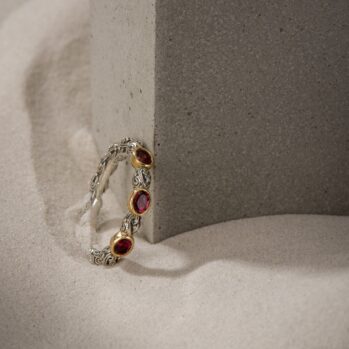 Eden's Garden oval Gemstones Band Ring in 18K Gold and Sterling silver