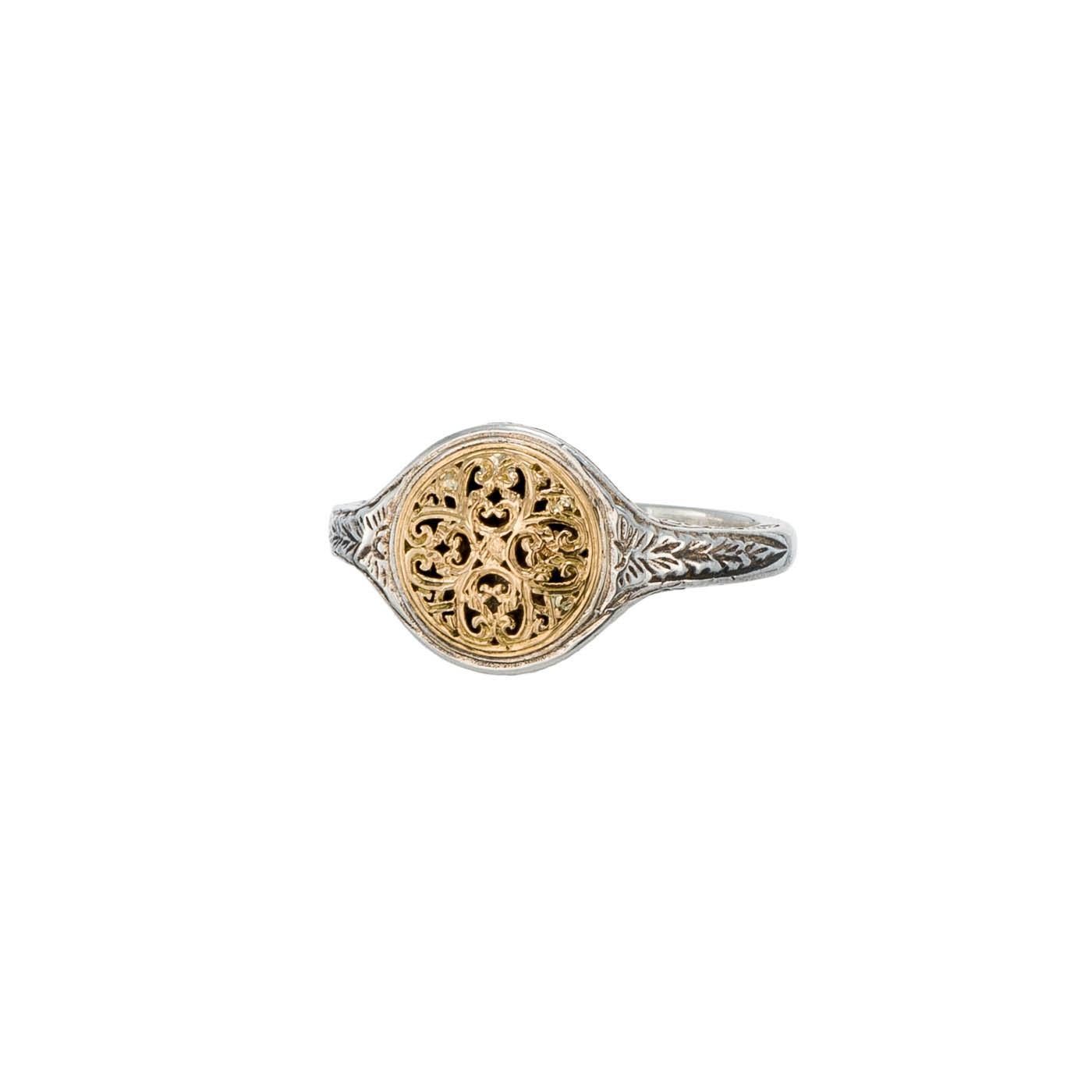 Mediterranean round pinky ring in 18K Gold and sterling silver