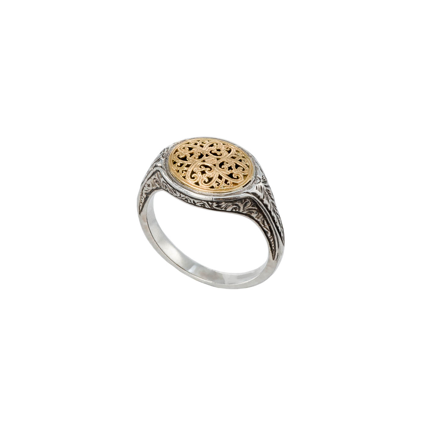 Mediterranean oval pinky ring in 18K Gold and sterling silver