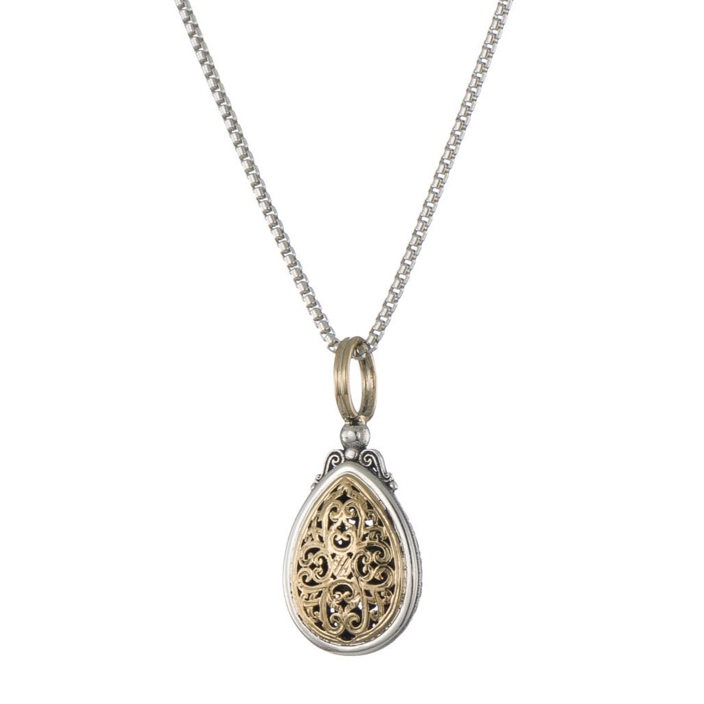 Mediterranean drop pendant in 18K Gold and Sterling Silver