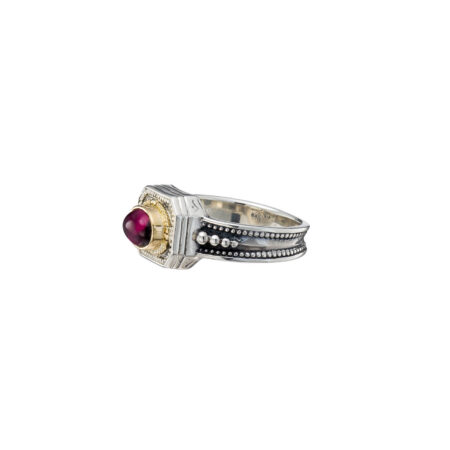 Cyclades Ring in 18K Gold and sterling silver with garnet - Image 4