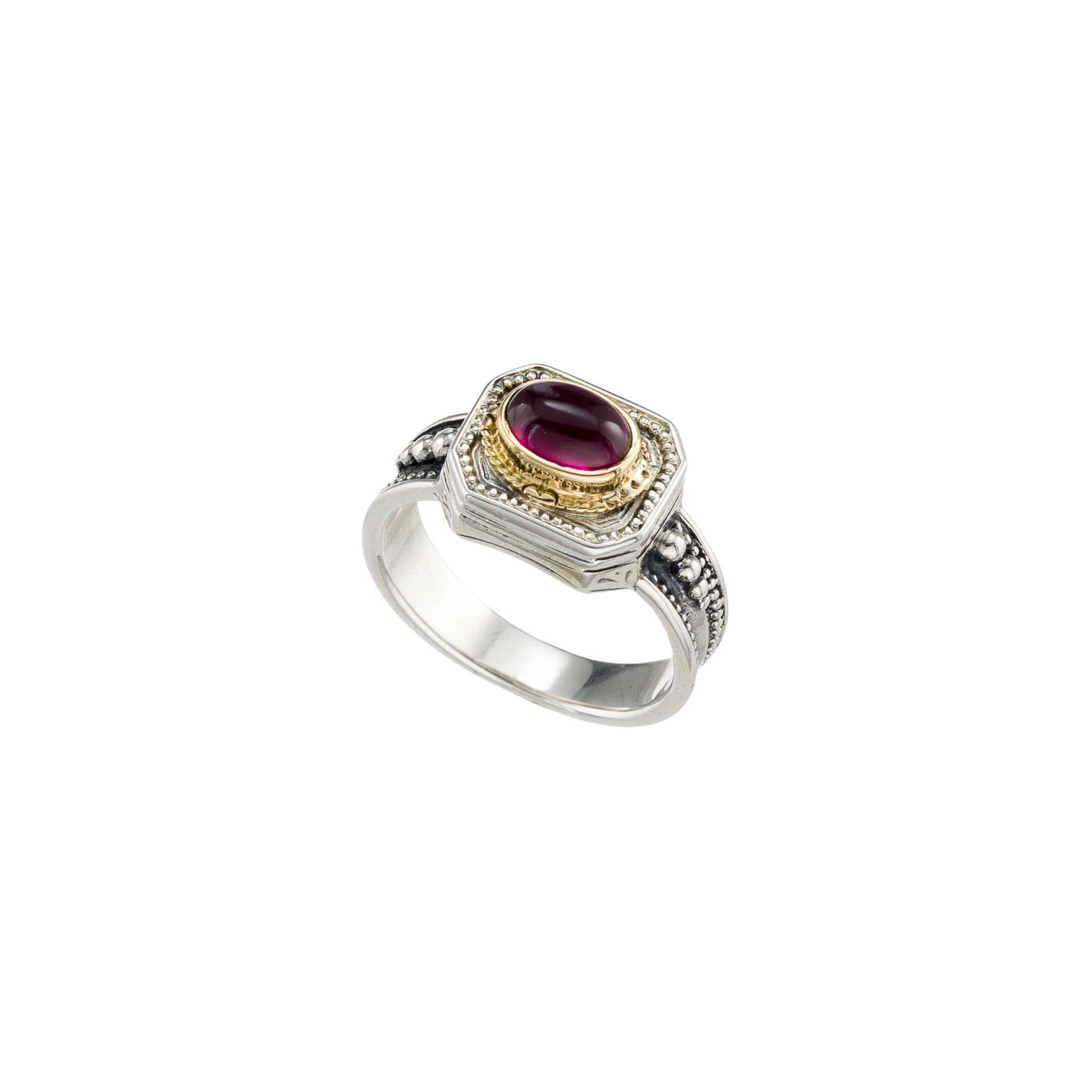 Cyclades Ring in 18K Gold and sterling silver with garnet