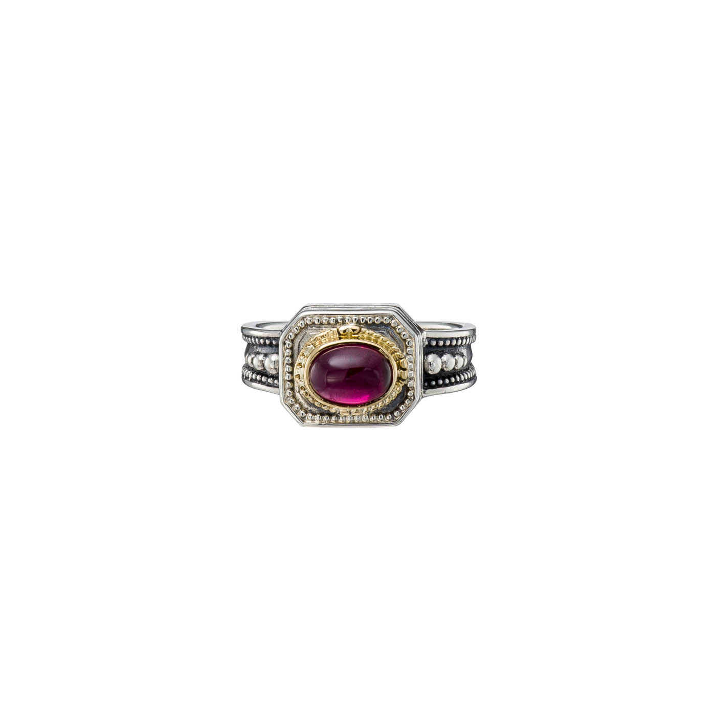 Cyclades Ring in 18K Gold and sterling silver with garnet