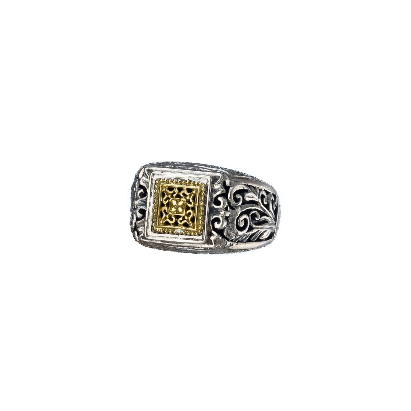 Byzantine ring in 18K Gold and sterling silver