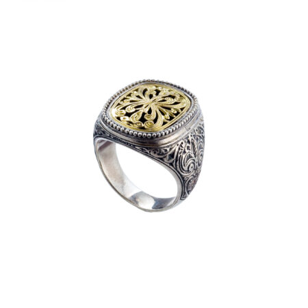 Byzantine style ring in 18K Gold and sterling silver - Image 2