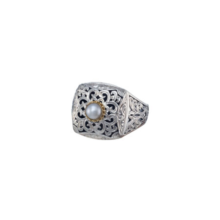 Garden shadows Ring in 18K Gold and sterling silver with pearl