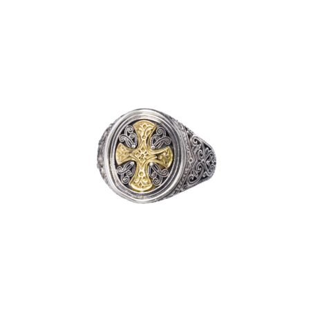 Ring oval shape in 18K Gold and sterling silver
