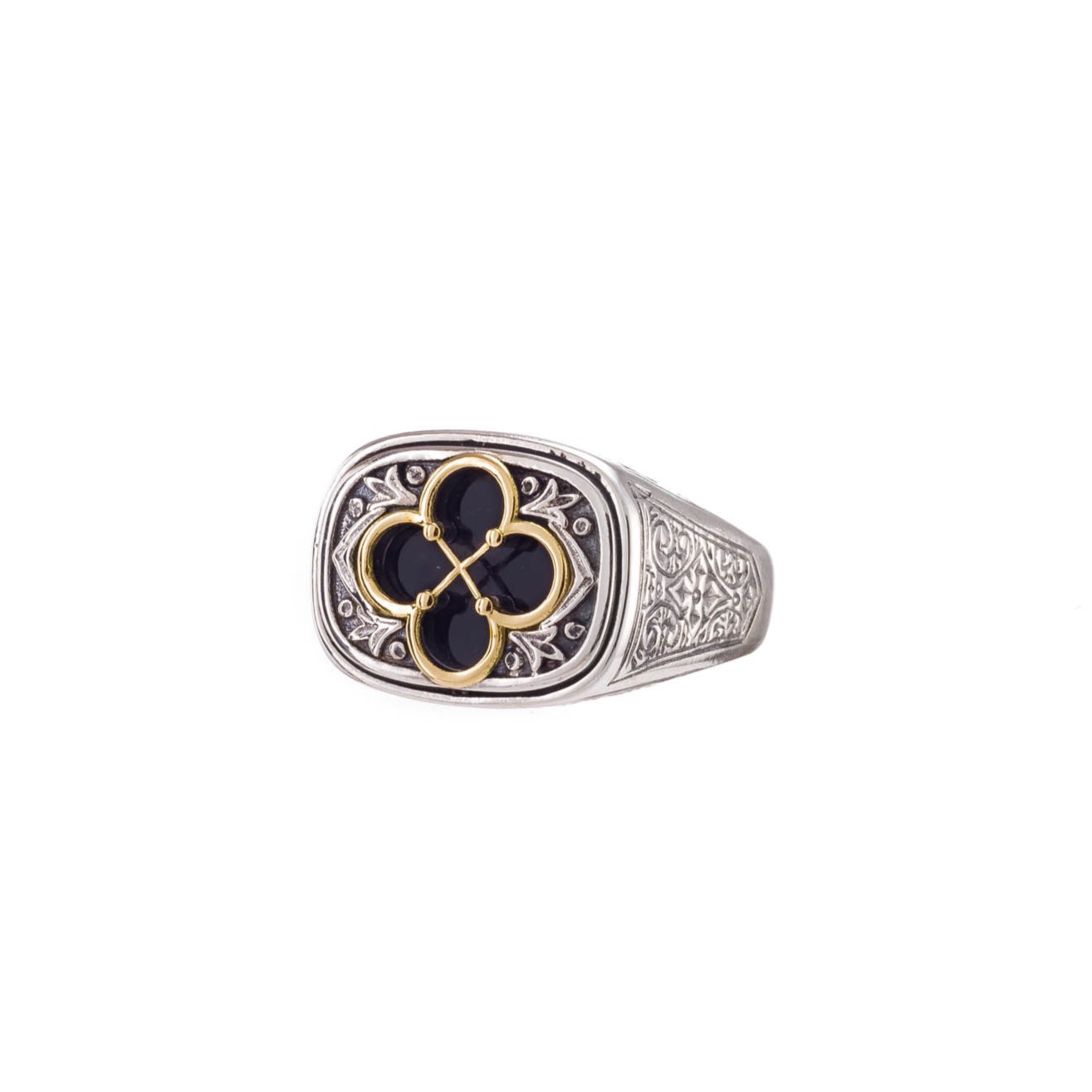 Odysseus Ring in 18K Gold and Sterling Silver with Black Onyx
