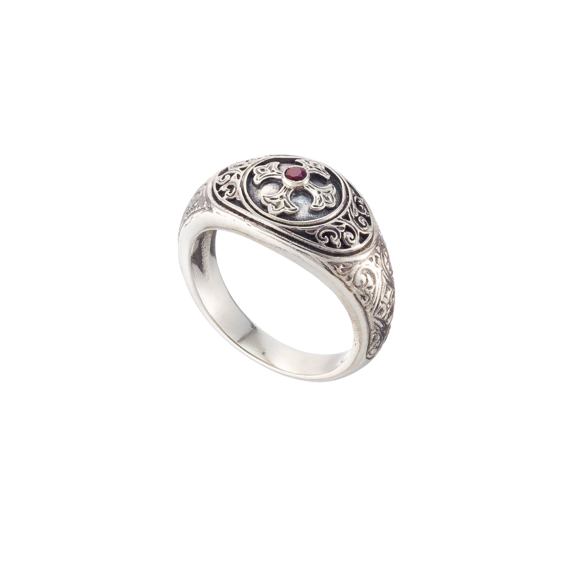 Symbol Ring in sterling silver with garnet
