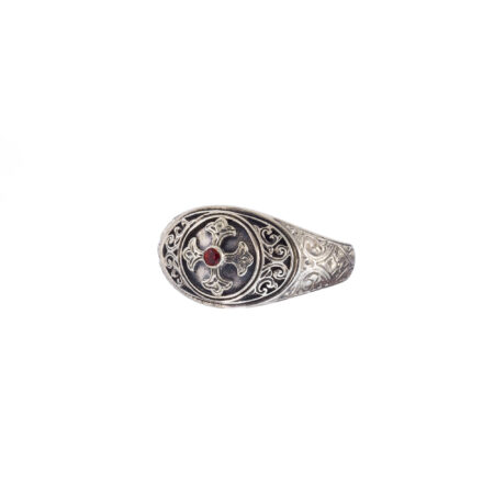 Symbol Ring in sterling silver with garnet