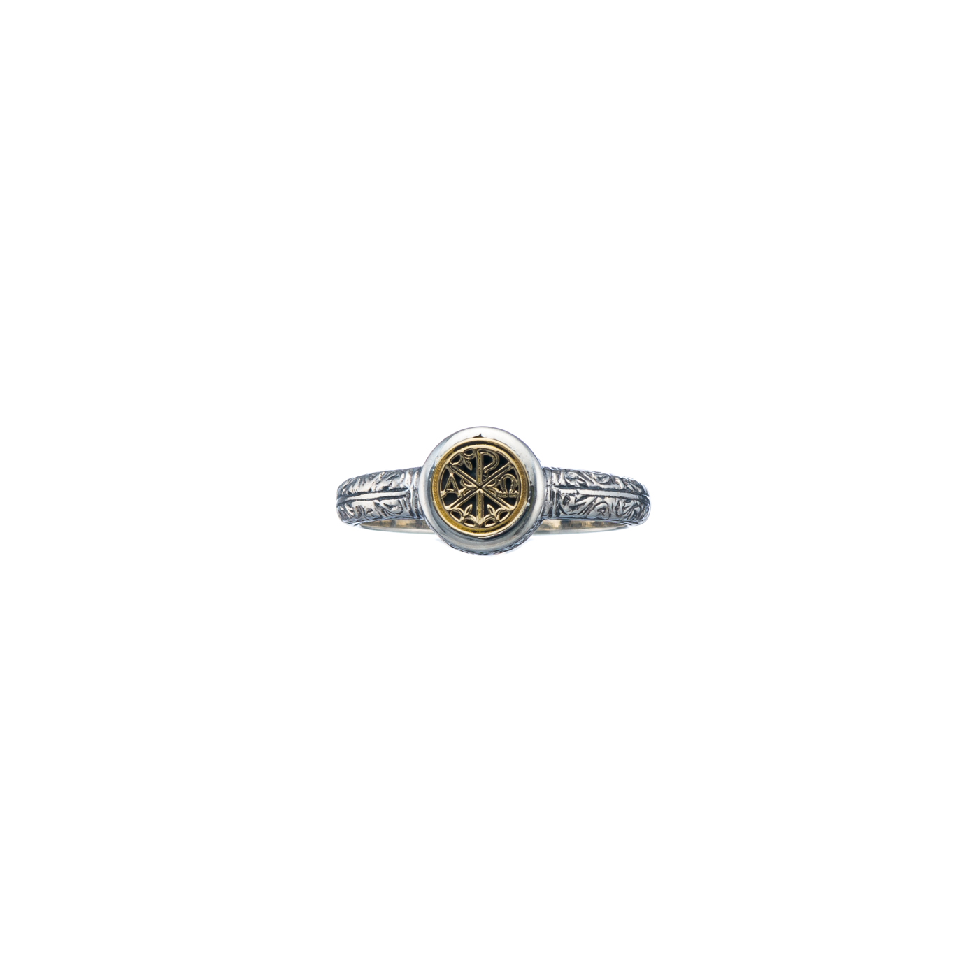 Symbol Ring ΑΩ in 18K Gold and Sterling Silver
