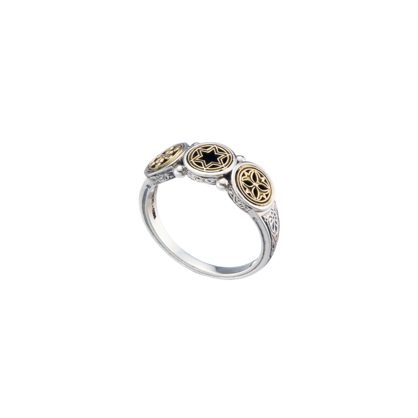 Symbol Star of David ring in 18K Gold and Sterling silver