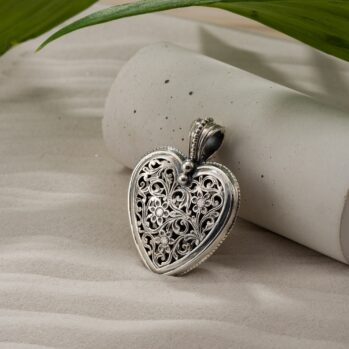 Garden Shadows Big Heart Pendant in Sterling Silver