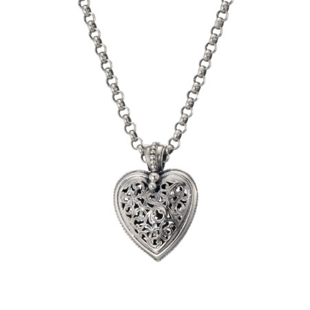 Garden Shadows Medium Heart Pendant in Sterling Silver - Image 2