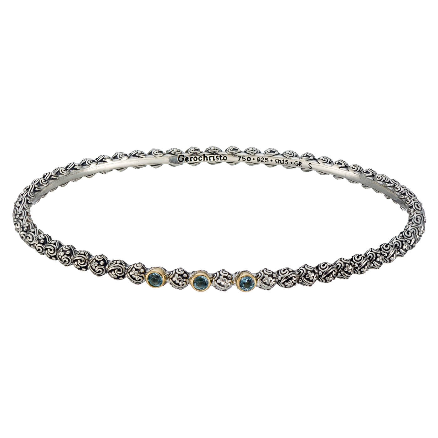 Eden's Garden Bangle Bracelet with Gemstones in 18K Gold and Sterling Silver