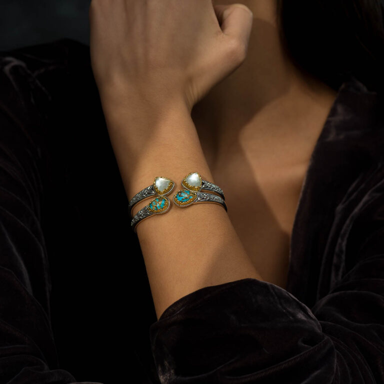 Dione Bracelet in Sterling Silver with Gold Plated parts and Doublet Stone - Image 2