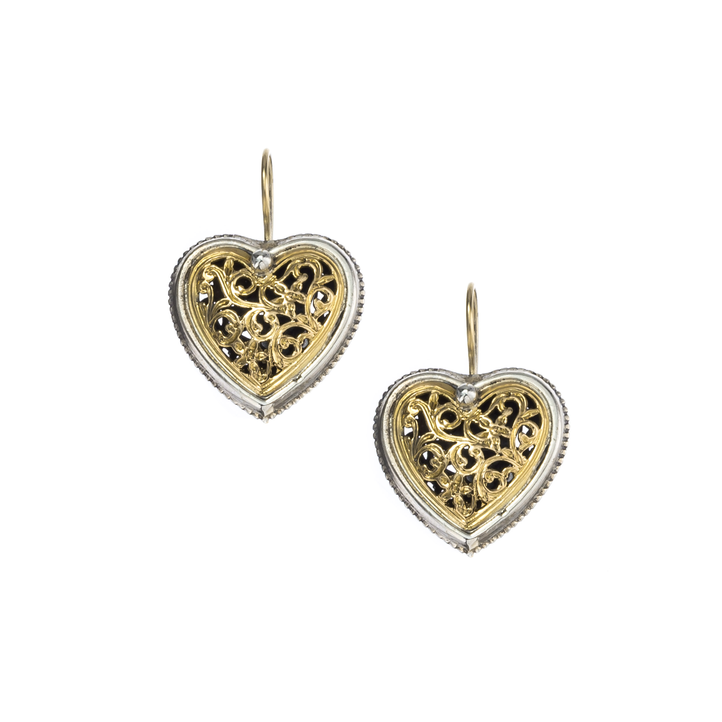 Garden Shadows Hearts Earrings in 18K Gold and Sterling Silver