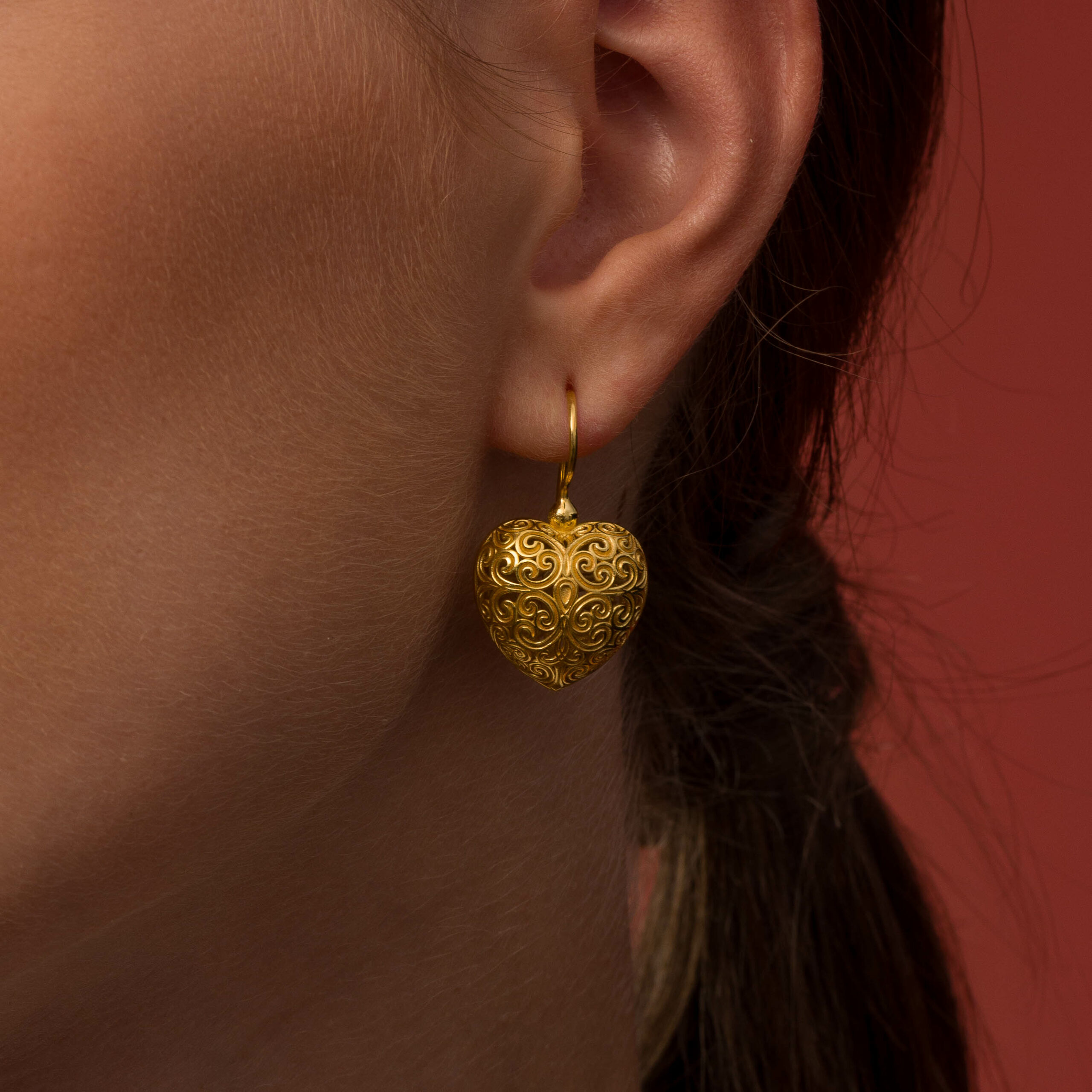 Kallisto Heart Earrings in Gold Plated Silver