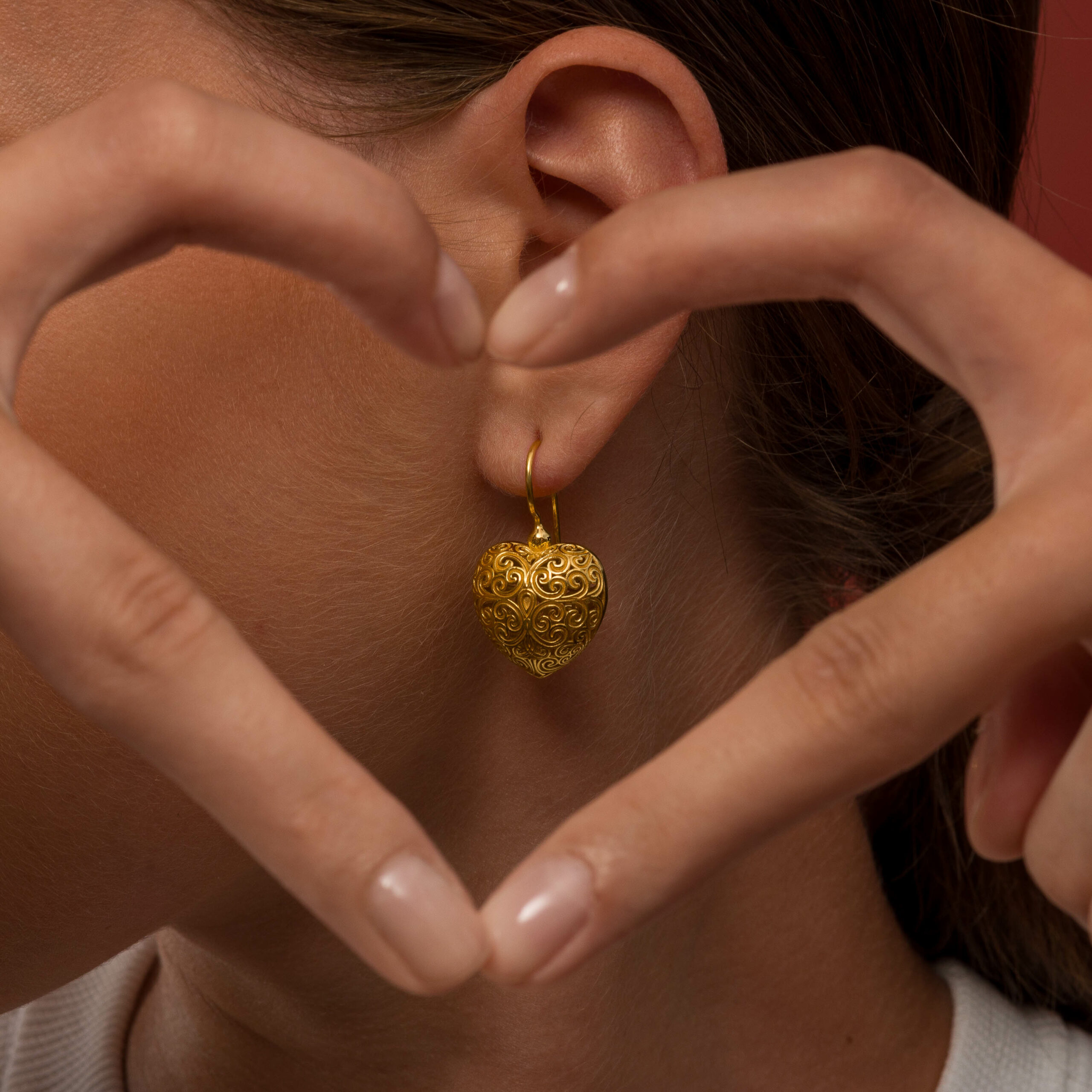 Kallisto Heart Earrings in Gold Plated Silver