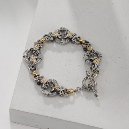 Byzantine Floral Bracelet in 18K Gold and Sterling silver - Image 2