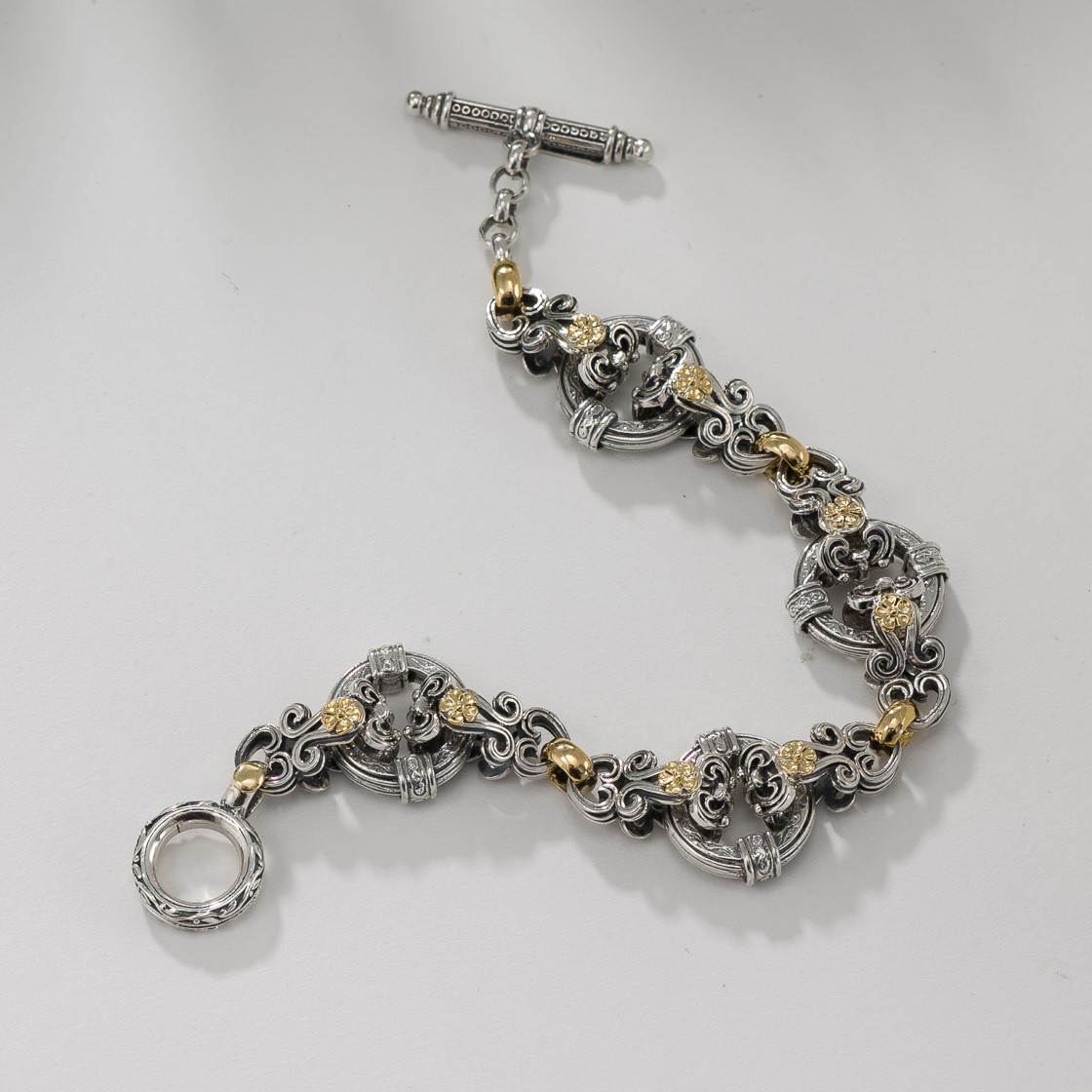 Byzantine Floral Bracelet in 18K Gold and Sterling silver