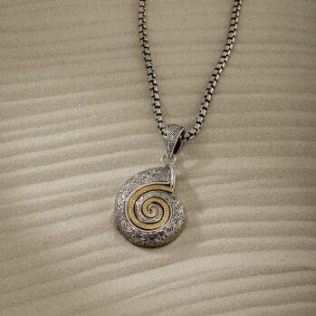 Sea Snail Pendant in 18K Gold and Sterling Silver