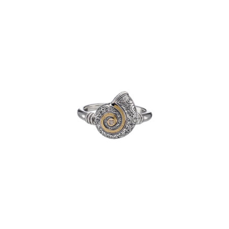 Sea Snail Ring in 18K Gold and Sterling Silver with Brown Diamond - Image 3