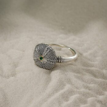 Sea Urchin Ring in Sterling Silver with 18K Gold and Gemstone