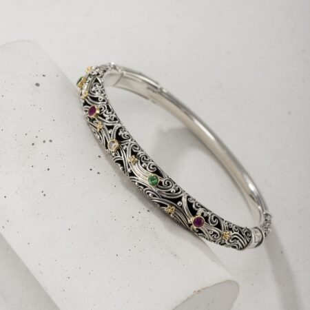 Kynthia Bracelet multi colors Gemstones in 18K Gold and Sterling Silver