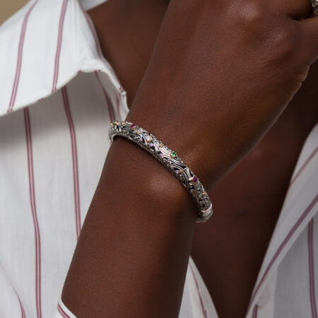 Kynthia Bracelet multi colors Gemstones in 18K Gold and Sterling Silver - Image 2