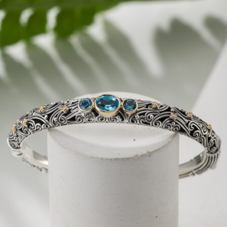 Kynthia Bracelet in 18K Gold and Sterling Silver with 3 semi precious Stones