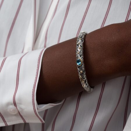 Kynthia Bracelet in 18K Gold and Sterling Silver with oval semi precious Stone