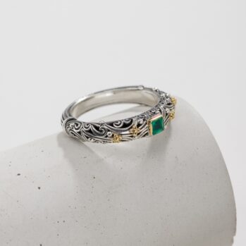 Kynthia Ring in 18K Gold and Sterling Silver with square semi precious stone