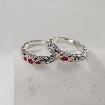 Kynthia Ring with 3 Gemstone in 18K Gold and Sterling Silver