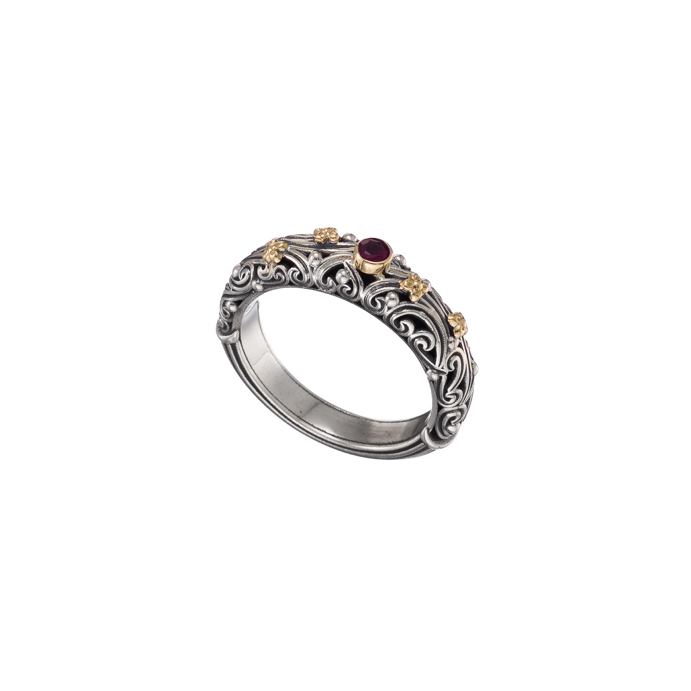 Kynthia Ring in 18K Gold and Sterling Silver with Gemstone