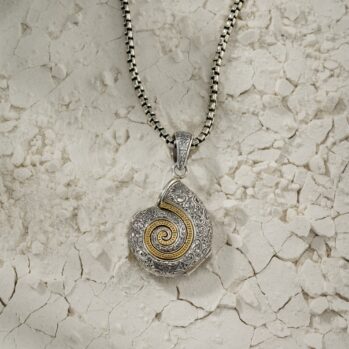 Sea Snail Locket Pendant in 18K Gold and Sterling Silver