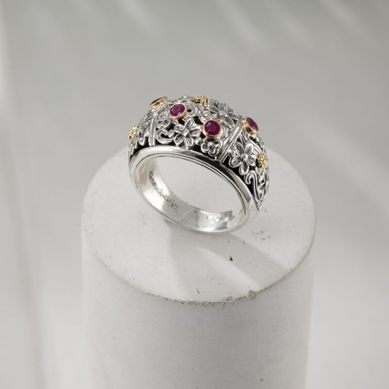 Harmony Ring in 18K Gold and Sterling Silver with Rubies