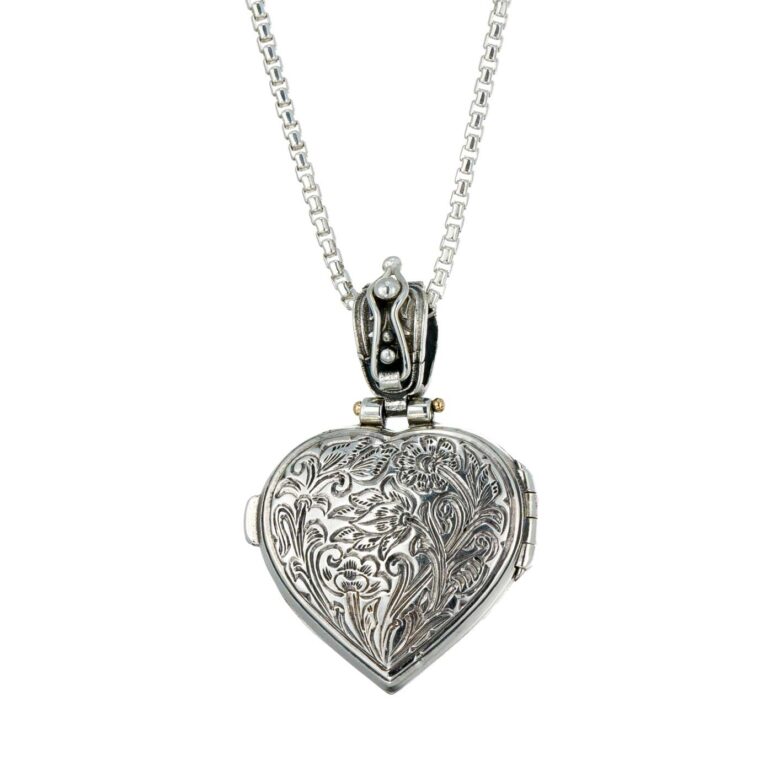 Kosmos Heart Locket in 18K Gold and Sterling Silver with Brown Diamonds and Tsavorite - Image 5